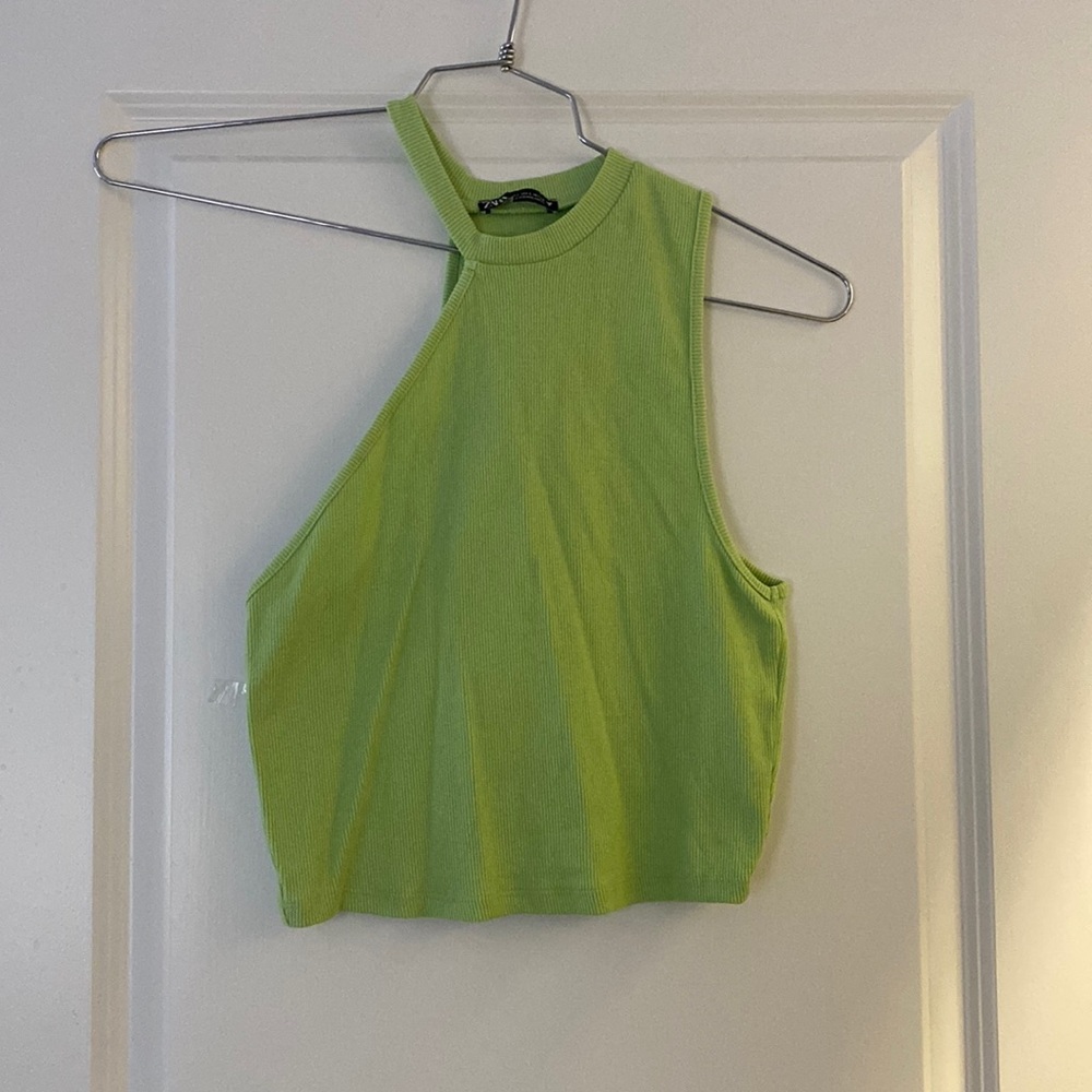Zara A-symmetrical like green cropped tank